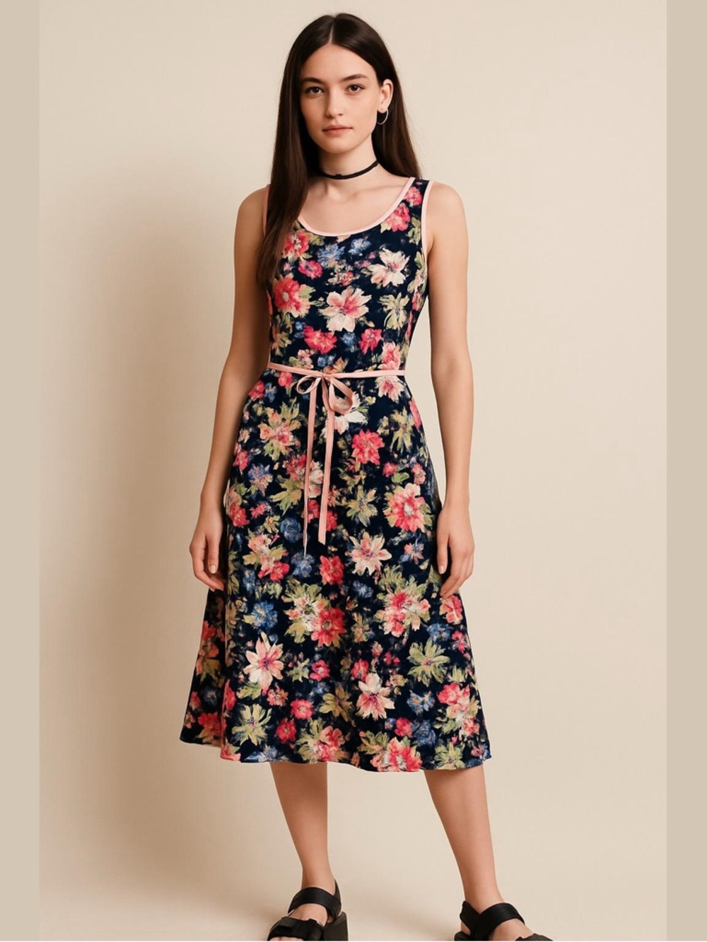 Vintage Newport News Women’s Floral Midi Dress Size 18 90s Y2K Cotton Fairy Plus